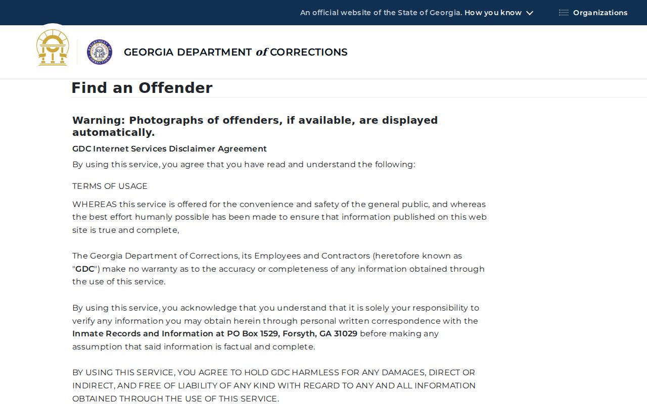 GDC Offender Search for White County criminal custody records