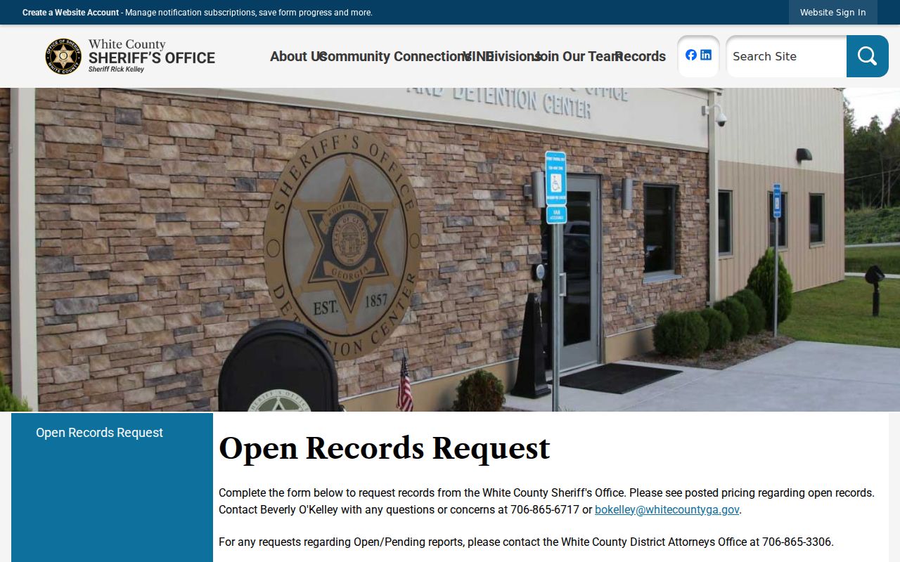 White County Sheriff online records request options