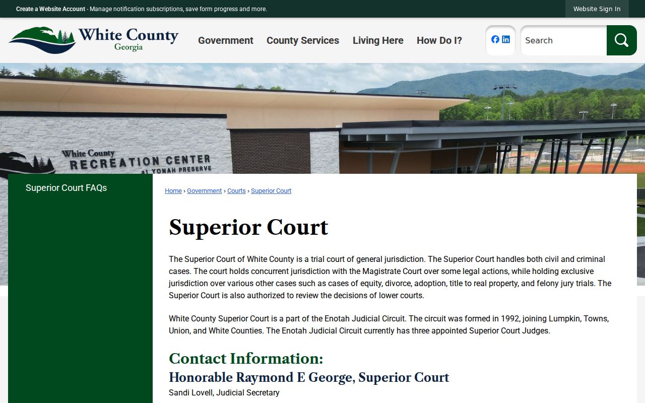 White County Superior Court felony jurisdiction and Enotah Circuit